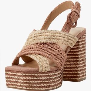 Marc Fisher LTD Women's Caddy Heeled Dark Natural Beige Sandal Size 10M NEW